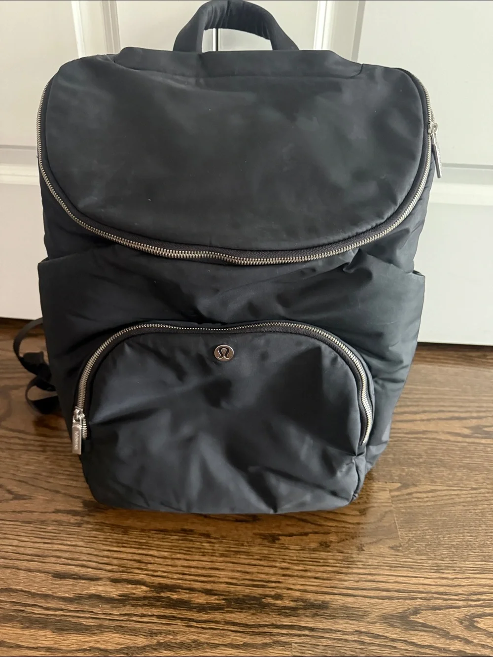lululemon athletica Black Nylon Backpack with Front Zip Pocket